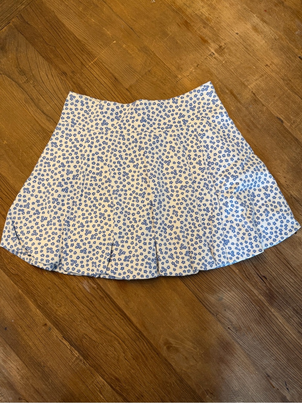 Maeve Printed Bubble Mini Skirt White Blue Floral Print Size Small NWT